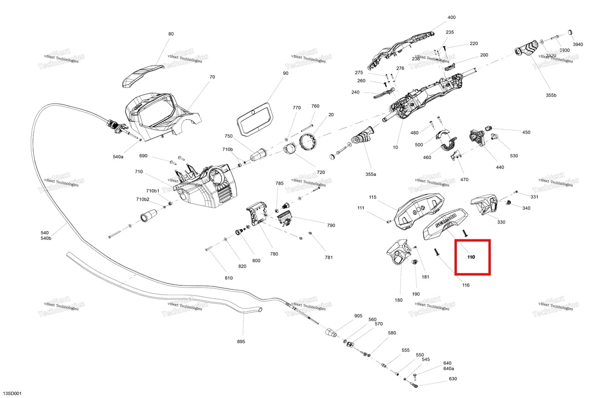 Схема применяемости: Глубокий чёрный Steering накладка Sea-Doo RXT 300 (2018) (277002025)
