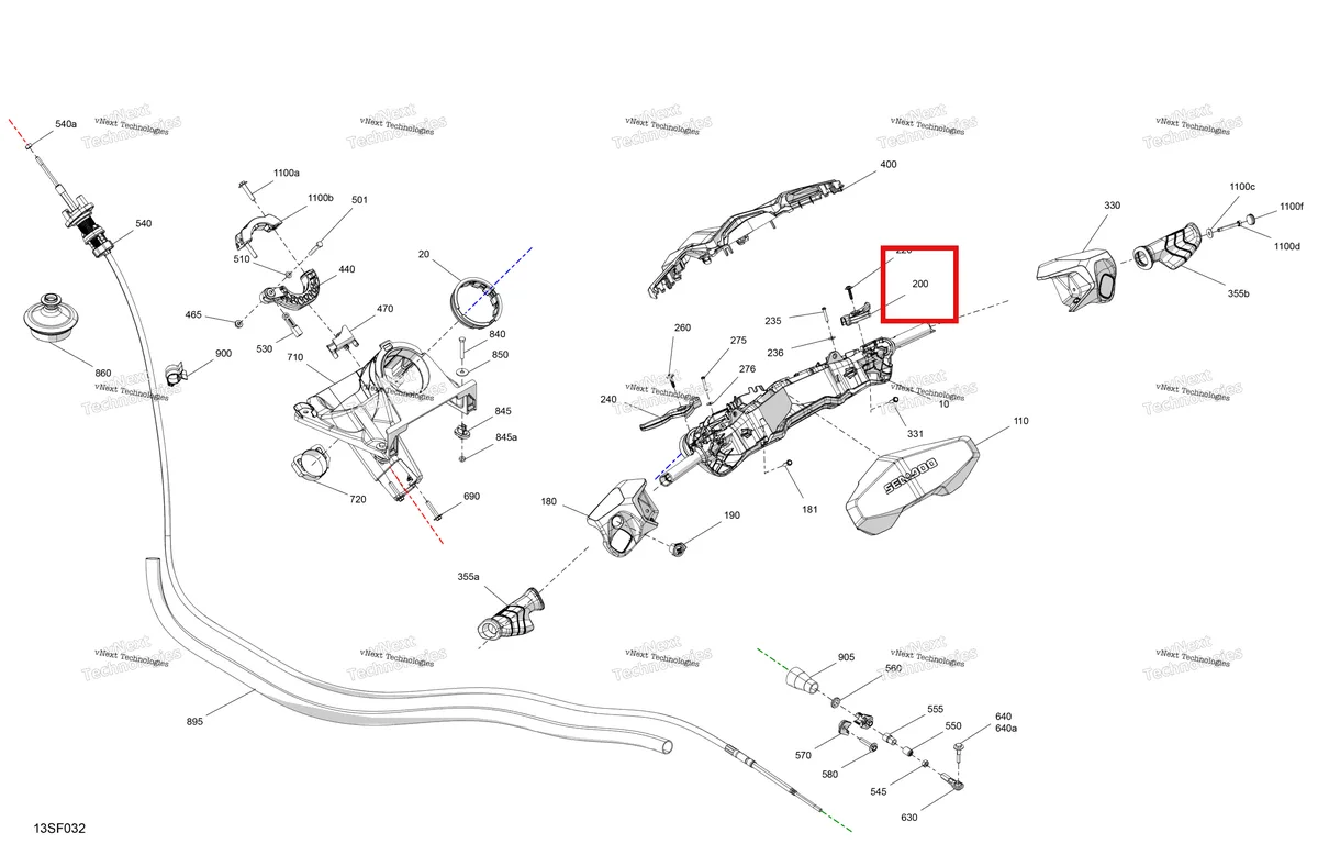 Деталь 277002138 (Hand рычаг Accelerator Sea-Doo GTX 300 (2020) (277002138)) на схеме узла 2026 Sea-Doo GTR - 230 - STD - 36TC - Eclipse Black Mechanic - Steering