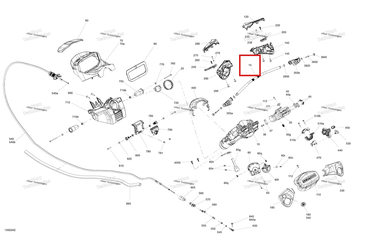 Деталь 277002175 на схеме узла 2025 Sea-Doo EXPLORER - 170 - 17SA - Iceland Grey - Audio Mechanic - Steering