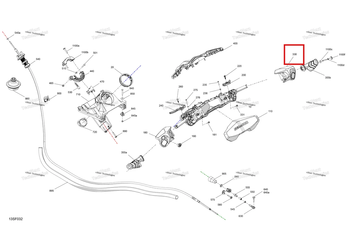 Схема применяемости: Правый крышка модель без Audio System Sea-Doo RXT-X 300 (2023) (277002235)