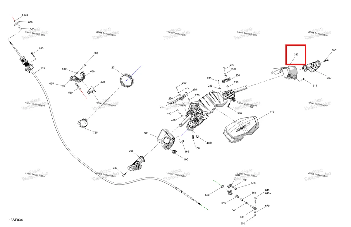 Схема применяемости: 277002467 Крышка курка дросселя правая Sea-Doo Spark 900 ACE Base (2026) (277002261)
