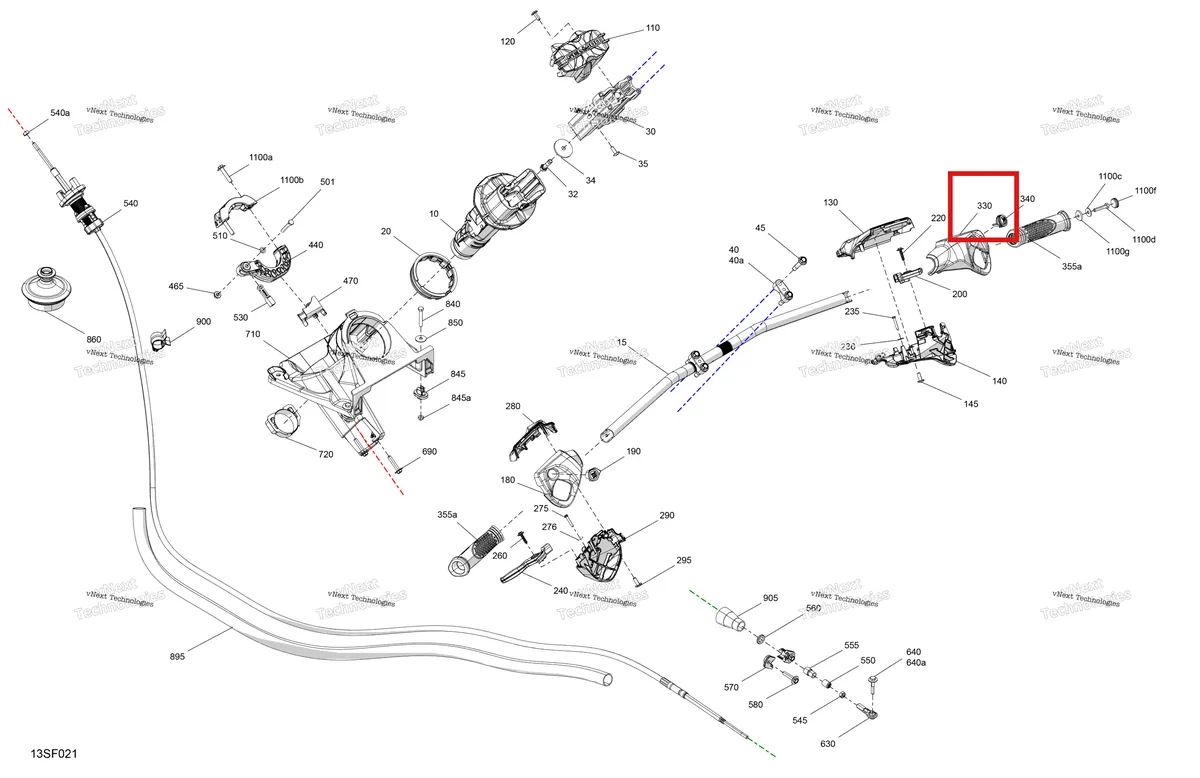 Деталь 277002316 (Правый крышка Sea-Doo GTR 300 X (2026) (277002316)) на схеме узла 2026 Sea-Doo GTR - 300 - X - 24TB - Eclipse Black - Audio Mechanic - Steering