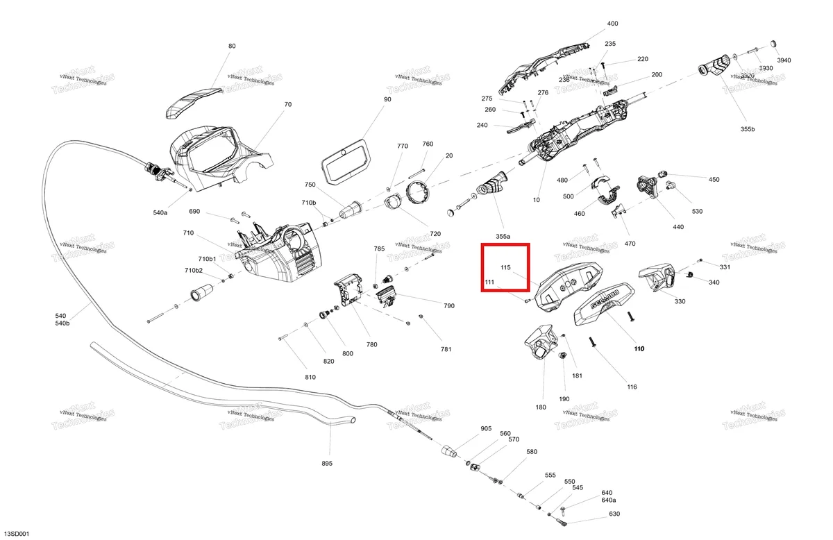 Схема применяемости: Steering накладка опора Sea-Doo RXT-X 300 (2023) (277002317)