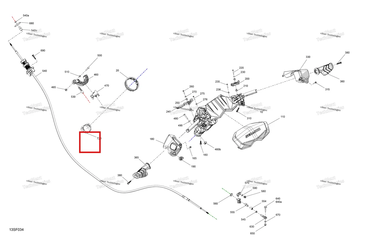 Схема применяемости: Steering трос включает 540 to 540 c Sea-Doo Spark 900 ACE Base (2026) (277002449)