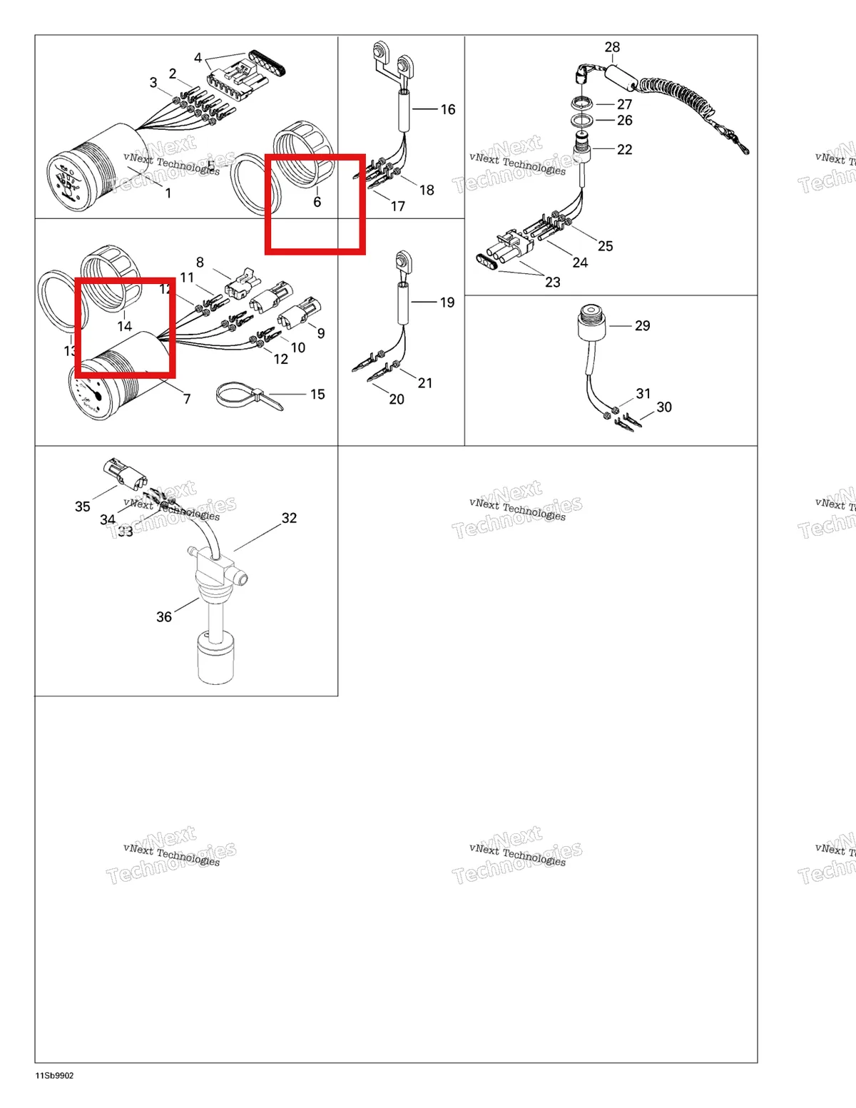 Деталь 278000085 на схеме узла 1999 Sea-Doo SPX, 5636/5828 Electrical Accessories