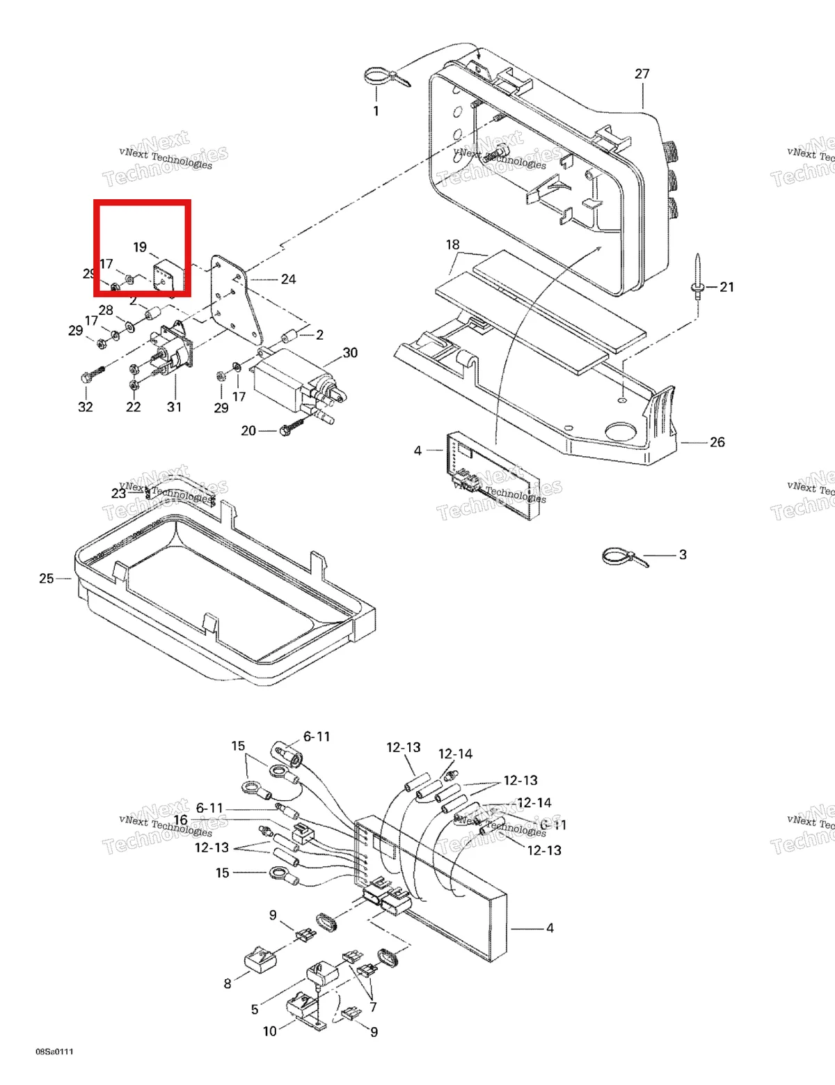 Деталь 278000123 на схеме узла 2001 Sea-Doo GTS, 5551 Electrical Box