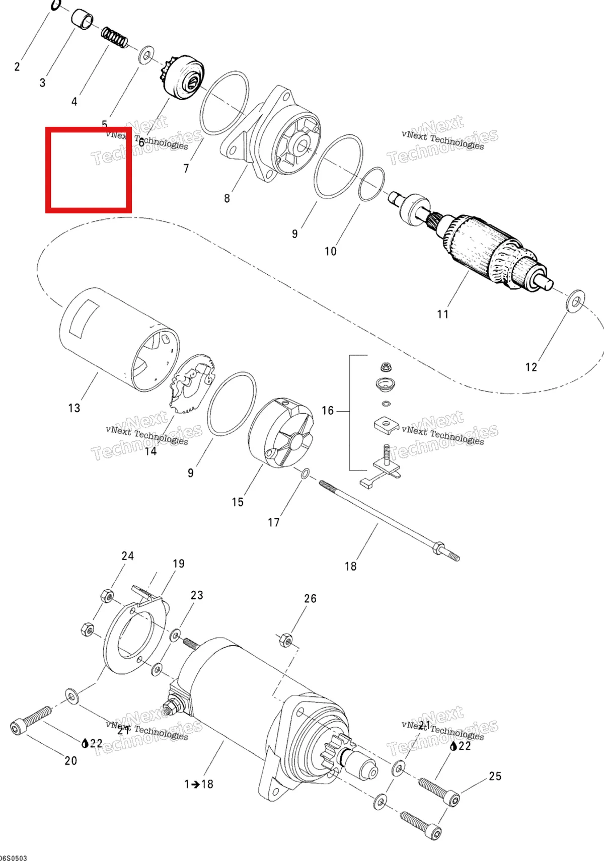 Деталь 278000254 на схеме узла 2005 Sea-Doo GTI RFI STD Electric Starter
