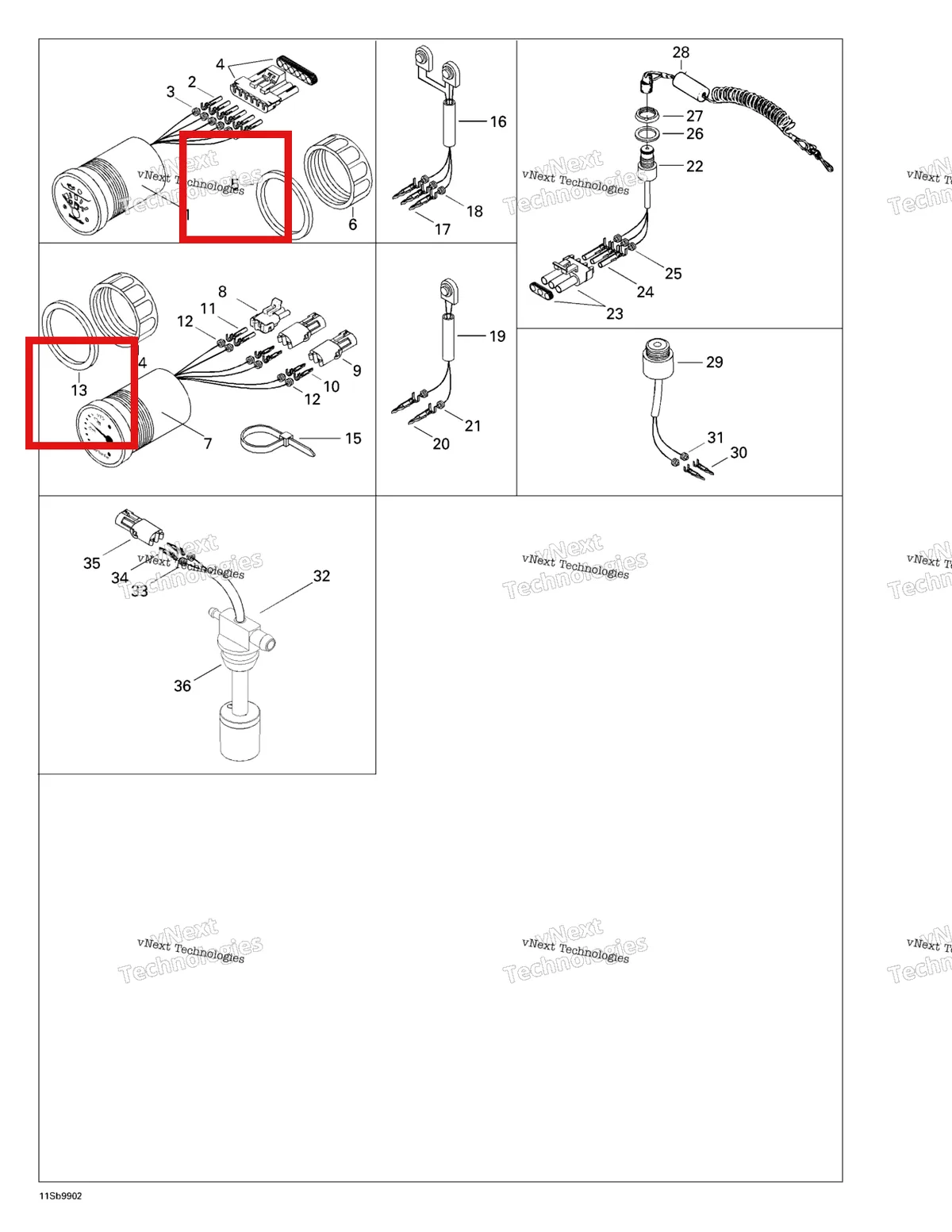 Деталь 278000259 на схеме узла 1999 Sea-Doo SPX, 5636/5828 Electrical Accessories