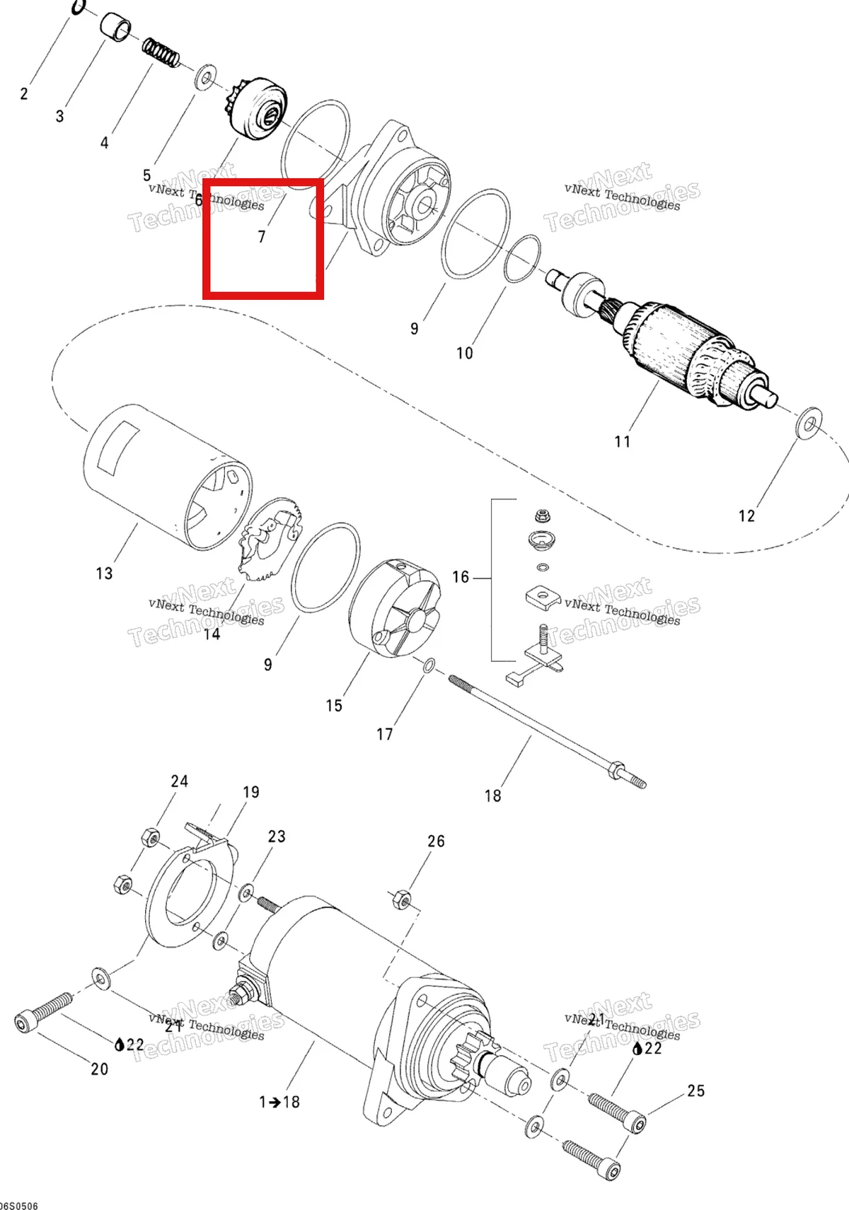 Деталь 278000694 на схеме узла 2005 Sea-Doo 3D RFI Electric Starter