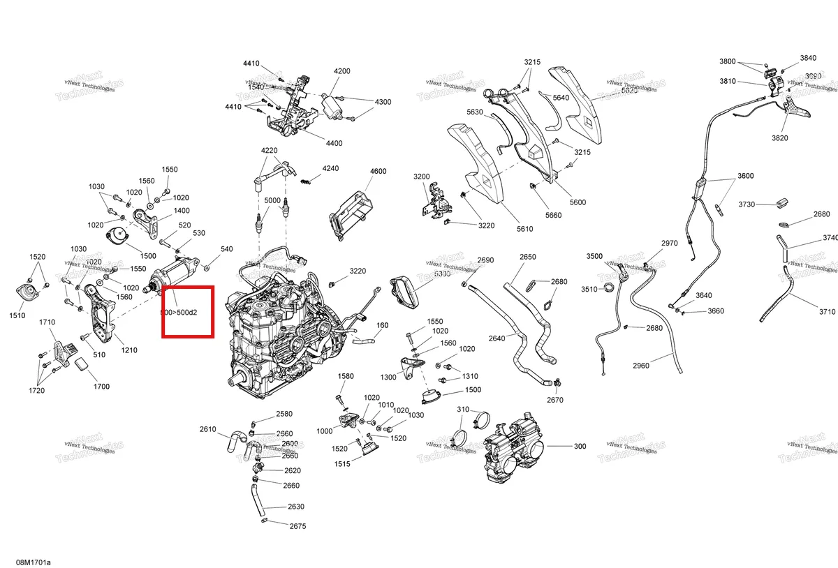 Деталь 278000695 (Уплотнительное кольцо) на схеме узла 2017 Ski-Doo SUMMIT - 2-STROKE - 600 CARB Engine And Engine Support