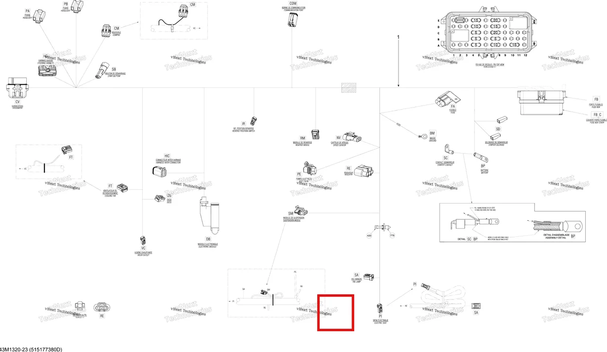 Деталь 278000737 (Деталь Wedge) на схеме узла 2013 Ski-Doo GRAND TOURING LE & SE 1200 XR Electrical Harness