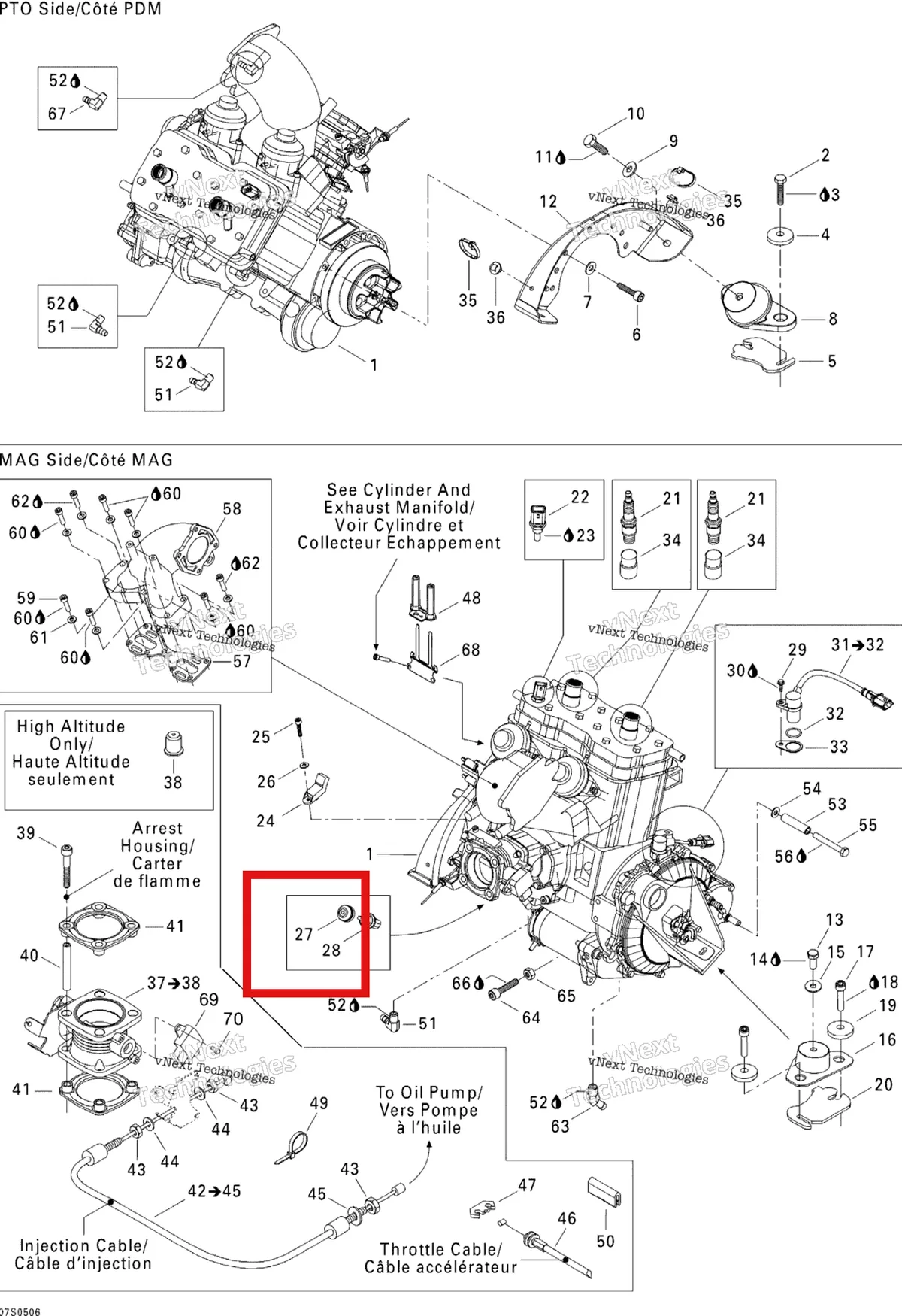 Деталь 278001054 на схеме узла 2005 Sea-Doo 3D RFI Engine