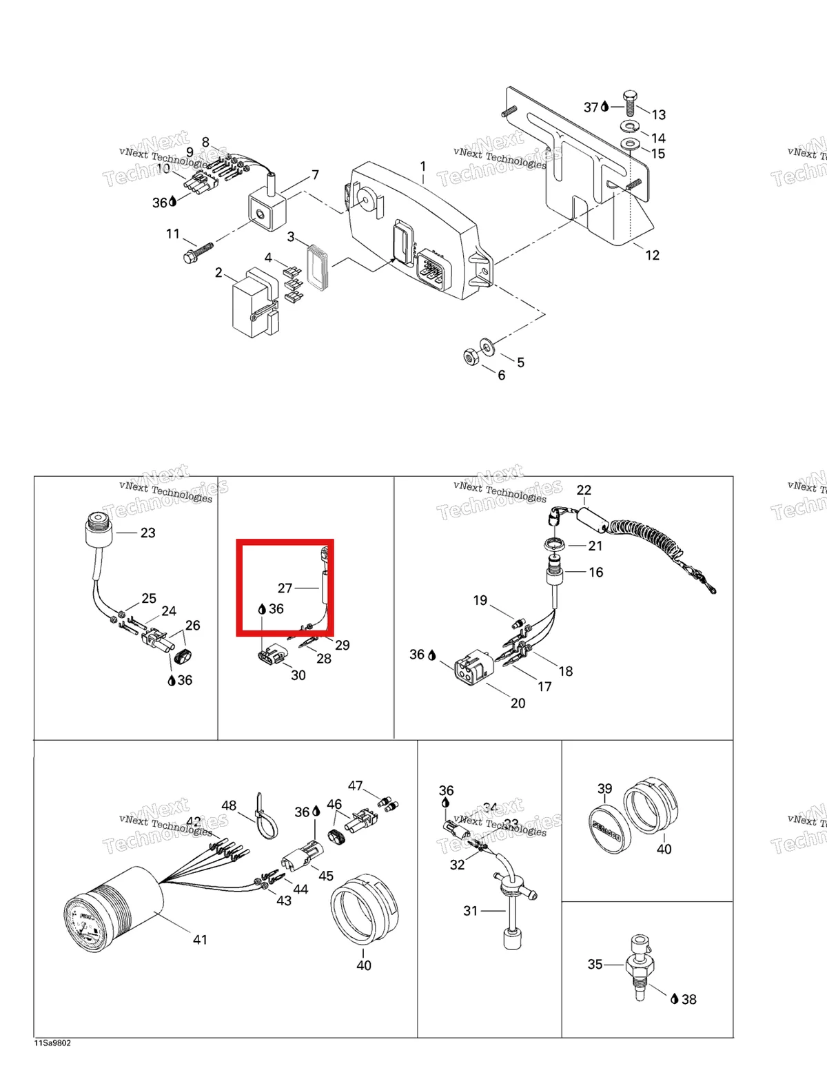 Деталь 278001115 на схеме узла 1998 Sea-Doo GS, 5626/5844 Electronic Module And Electrical Accessories