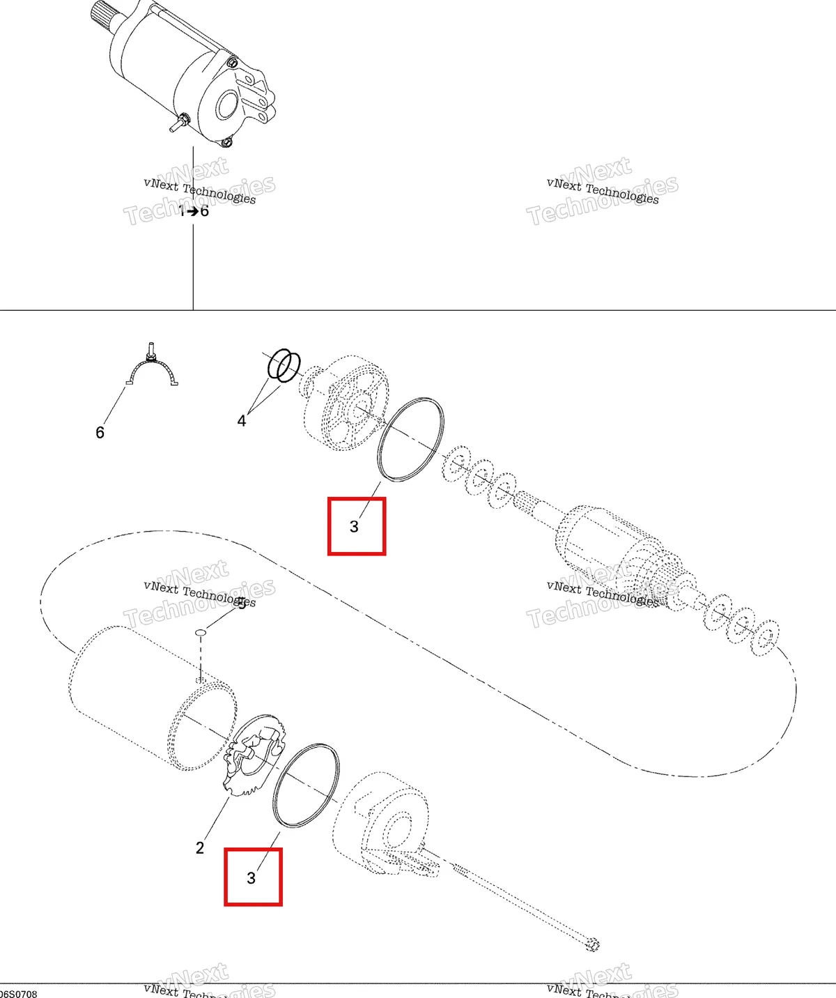 Деталь 278001158 на схеме узла 2007 Sea-Doo 3D 947 DI Electric Starter