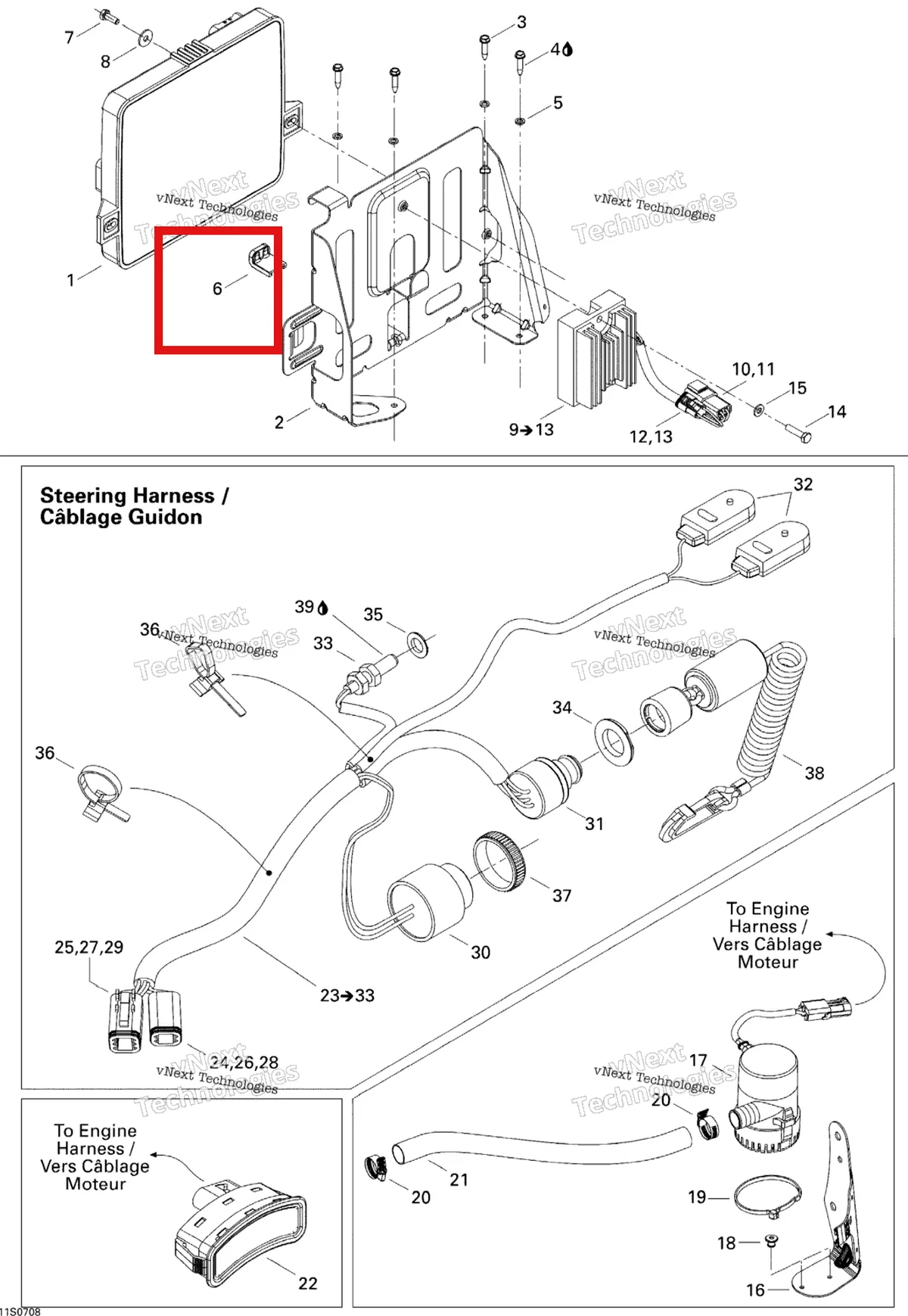 Деталь 278001166 на схеме узла 2007 Sea-Doo 3D 947 DI Electrical Accessories