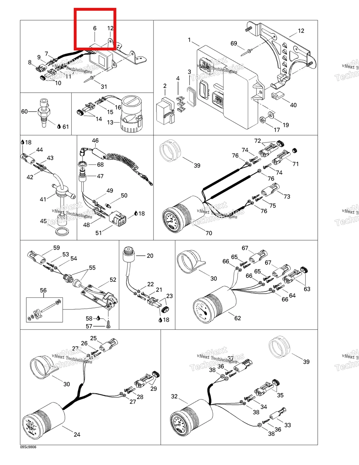 Деталь 278001302 на схеме узла 1998 Sea-Doo XP Limited, 5665/5667 Electronic Module And Electrical Accessories