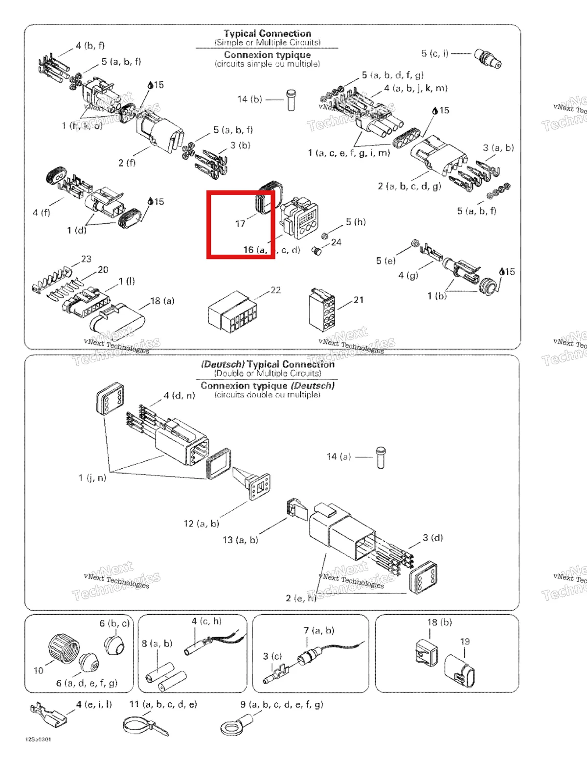 Деталь 278001307 на схеме узла 2003 Sea-Doo GTI LE Typical Electrical Connections