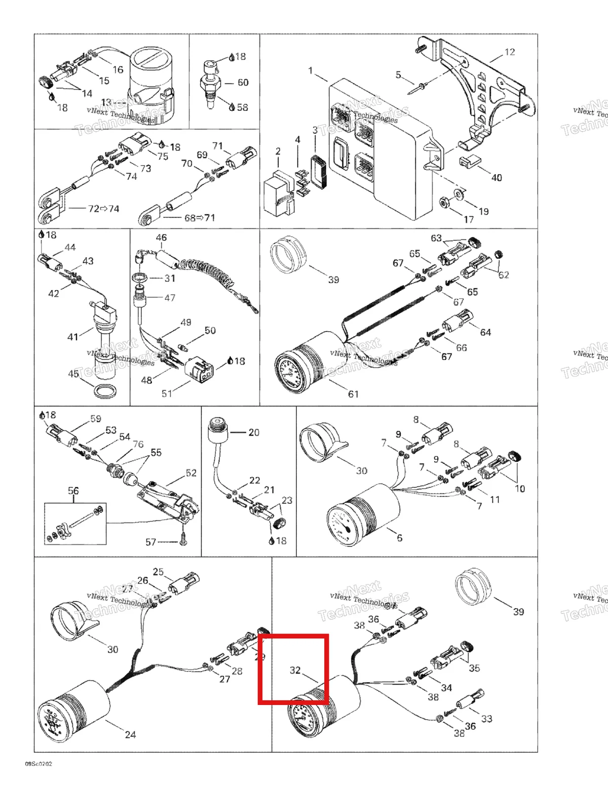Деталь 278001340 на схеме узла 2002 Sea-Doo XP, 5577/5578 Electronic Module And Electrical Accessories