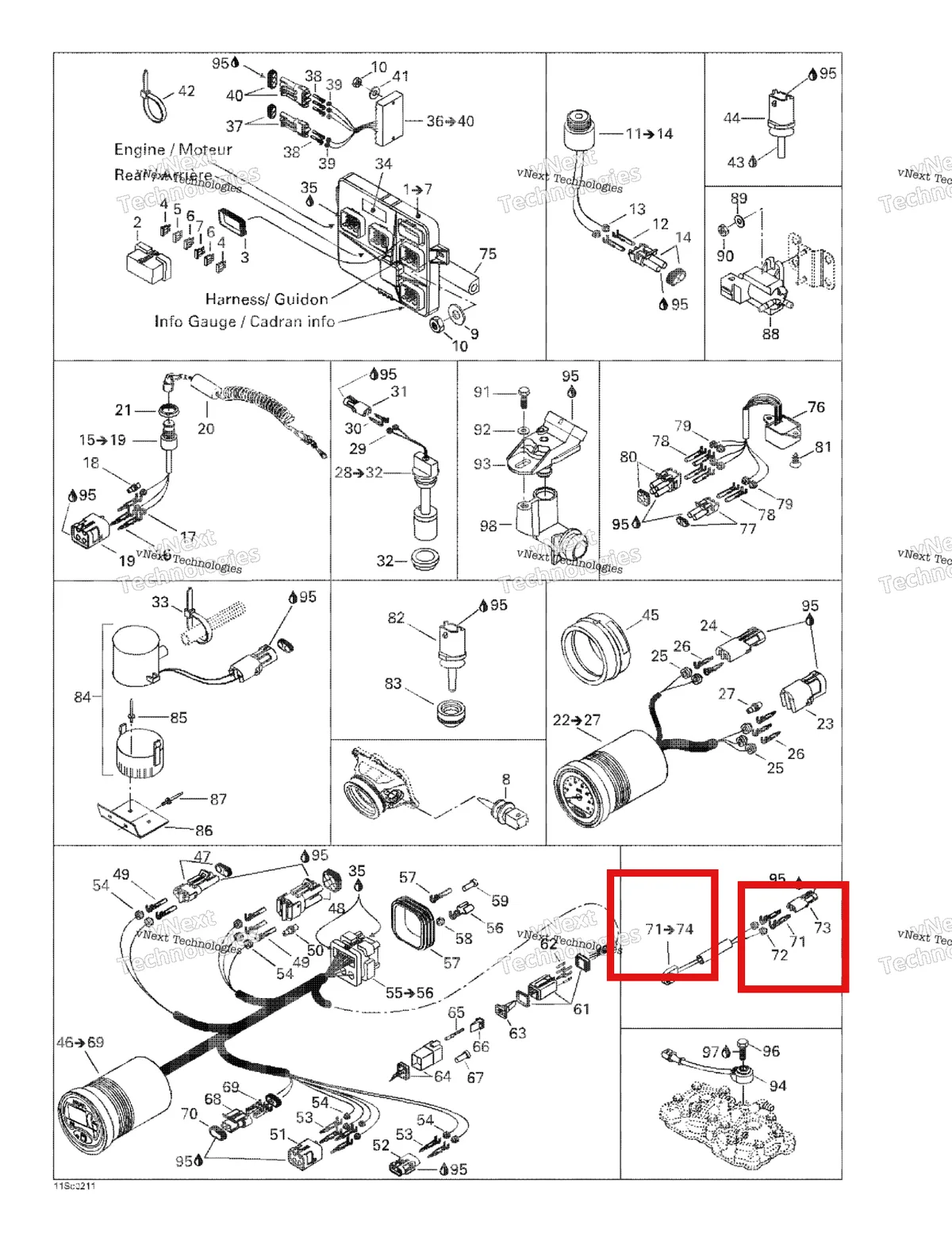 Деталь 278001353 на схеме узла 2002 Sea-Doo LRV DI, 5460 Electronic Module And Electrical Accessories