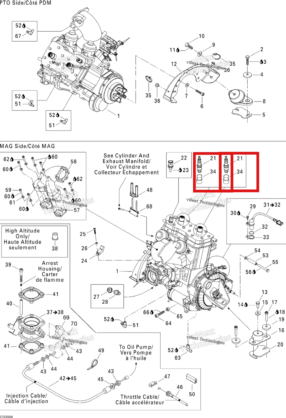 Деталь 278001380 на схеме узла 2005 Sea-Doo 3D RFI Engine