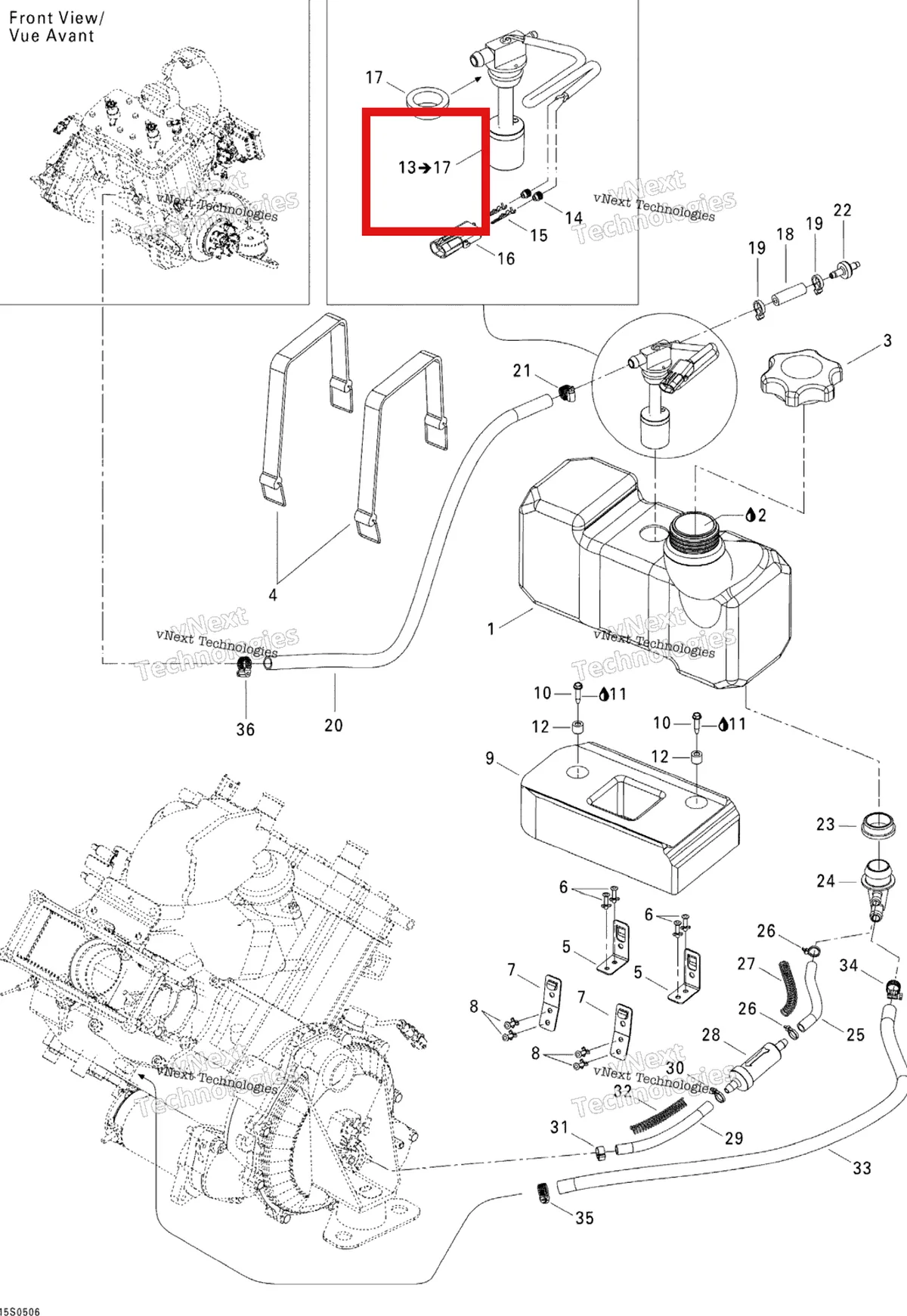 Деталь 278001401 на схеме узла 2005 Sea-Doo 3D RFI Oil Injection System