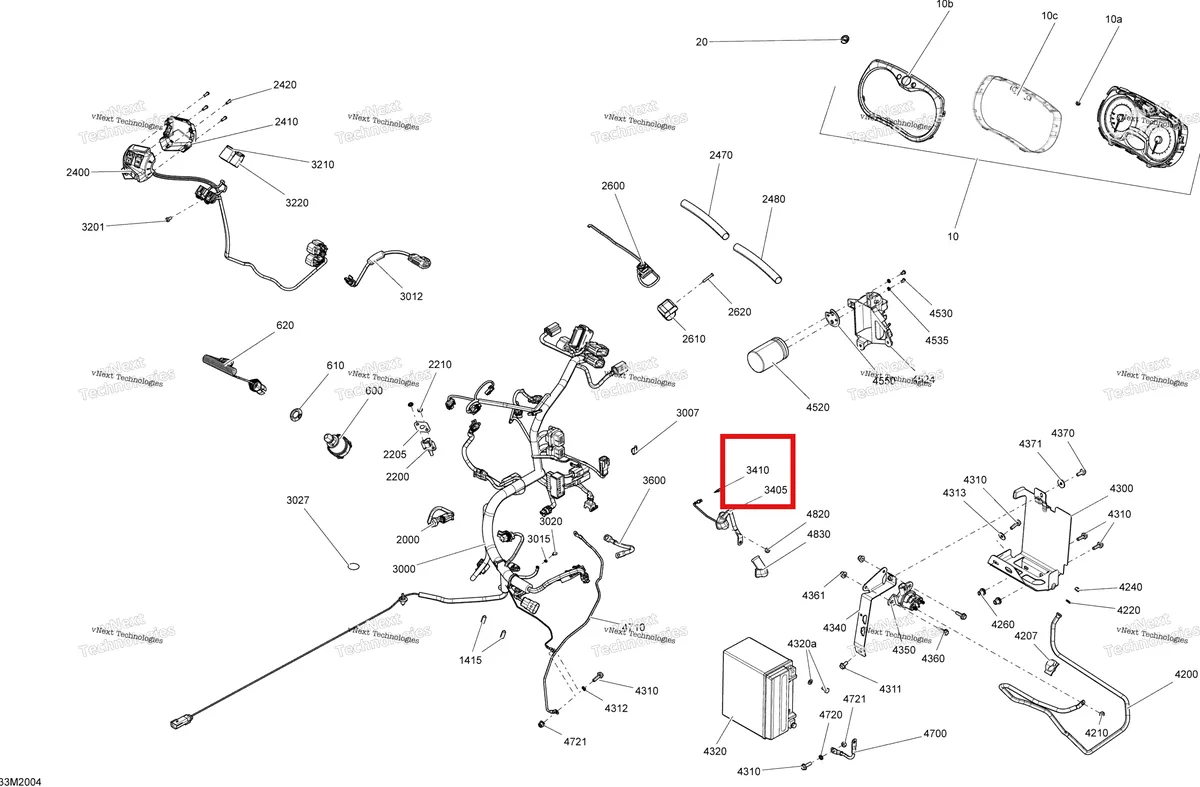Деталь 278001443 (Деталь Fuse 25a. Model-electric Start) на схеме узла 2020 Ski-Doo TUNDRA 600HO E-TEC Electrical System