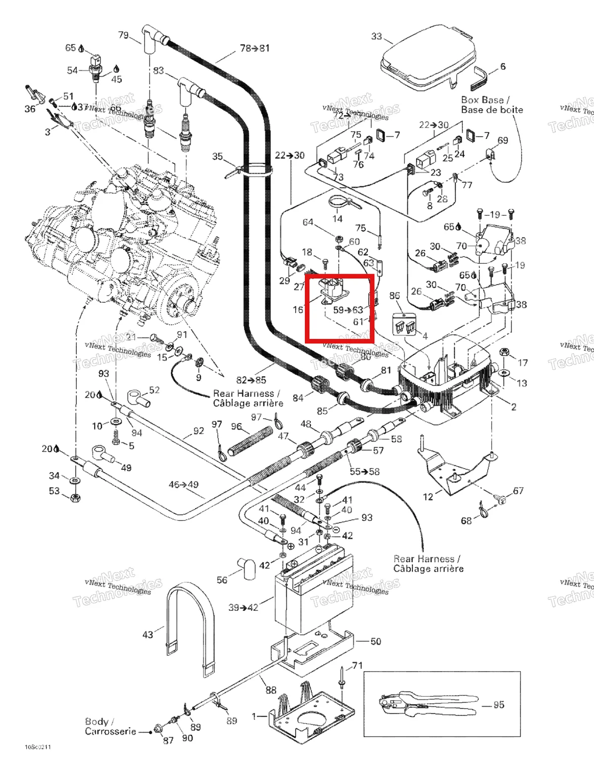 Деталь 278001453 на схеме узла 2002 Sea-Doo LRV DI, 5460 Rear Electrical Box