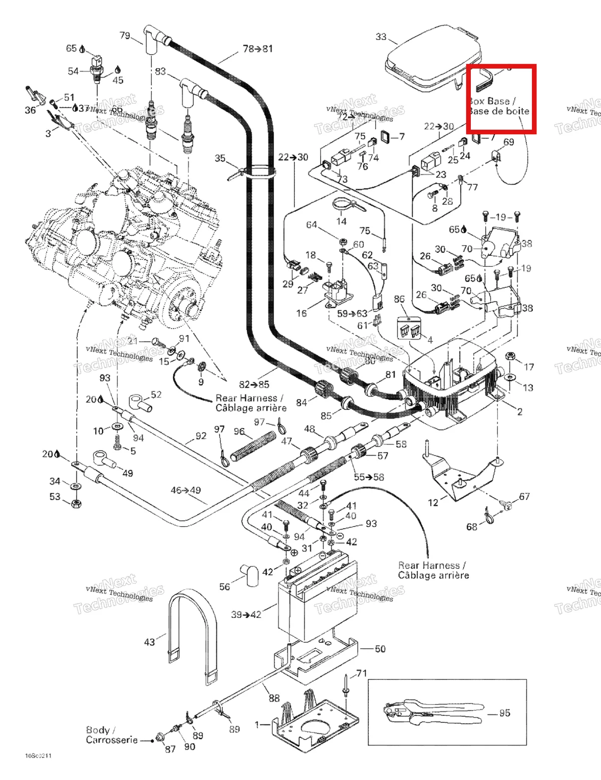 Деталь 278001454 на схеме узла 2003 Sea-Doo LRV DI, 5771 Rear Electrical Box