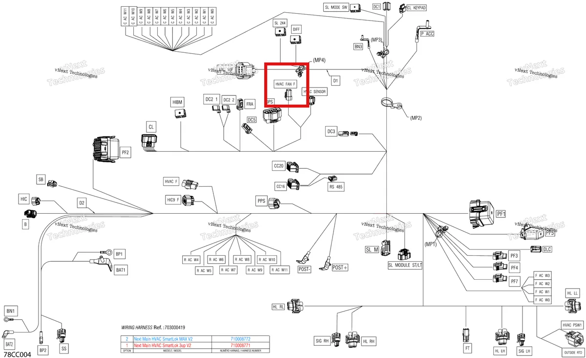 Деталь 278001474 (Замок) на схеме узла 2023 Can-Am Defender HD10 - LTD CAB Electric - Main Harness - 710008771