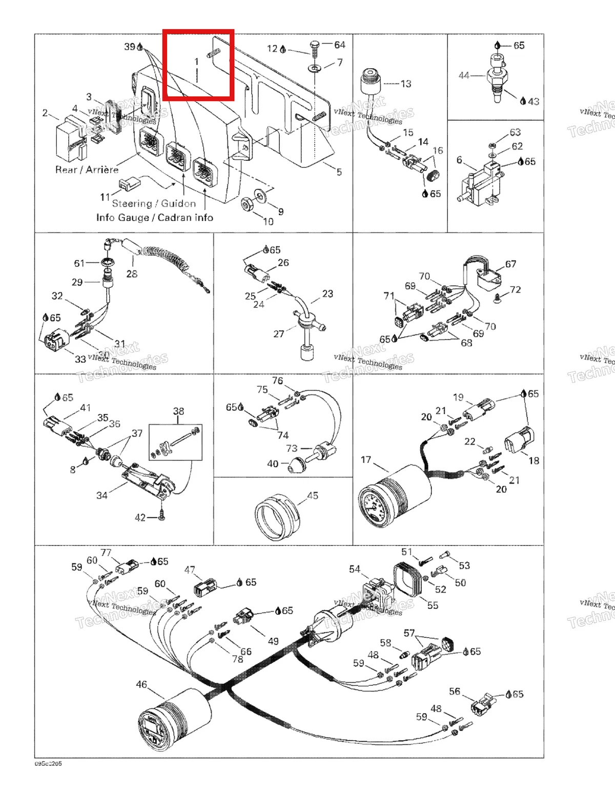 Деталь 278001525 на схеме узла 2002 Sea-Doo GTX, 5587/5588 Electronic Module And Electrical Accessories
