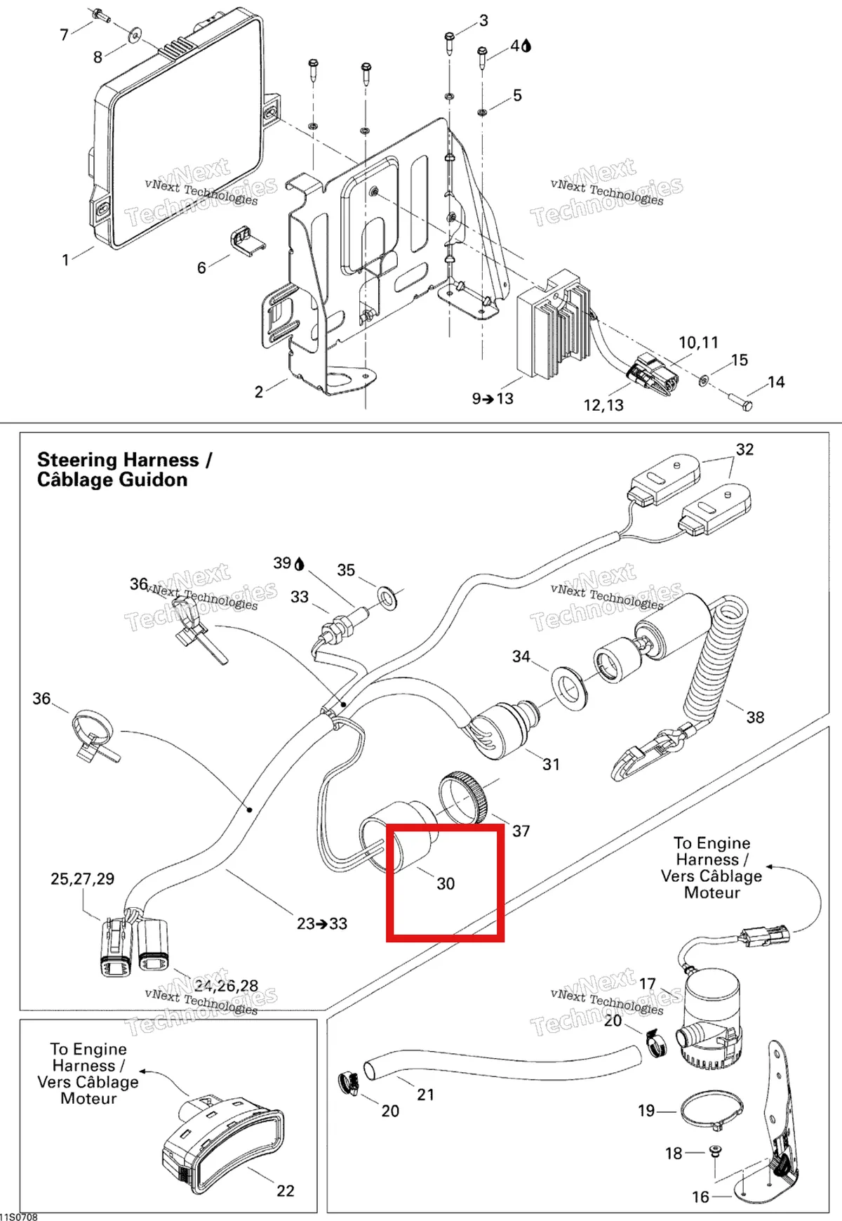 Деталь 278001586 на схеме узла 2007 Sea-Doo 3D 947 DI Electrical Accessories