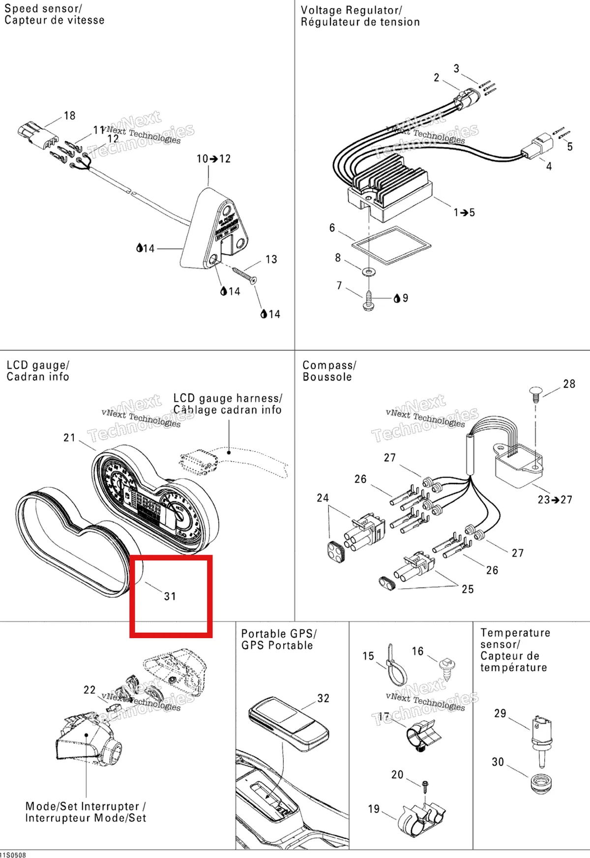 Деталь 278001603 на схеме узла 2005 Sea-Doo GTX 4-TEC, LTD SCIC Electrical Accessories