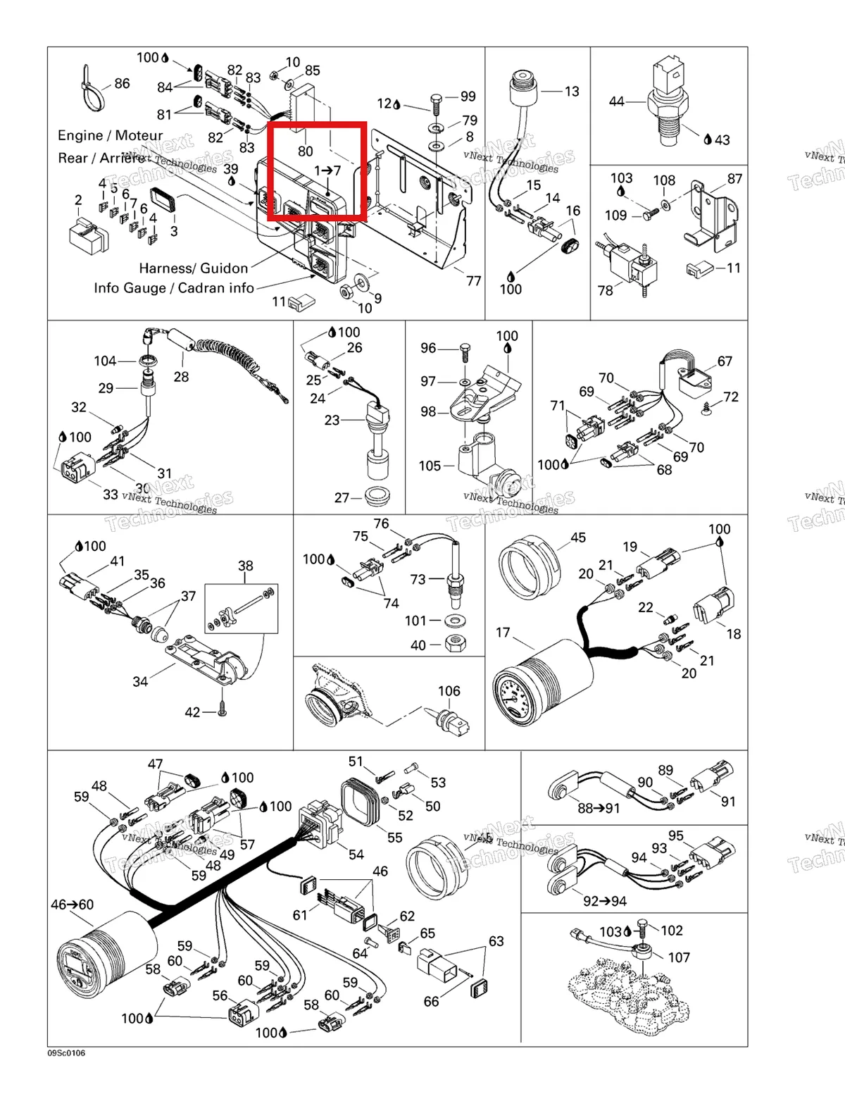 Деталь 278001695 на схеме узла 2001 Sea-Doo GTX DI, 5528/5529/5540/5541 Electronic Module And Electrical Accessories