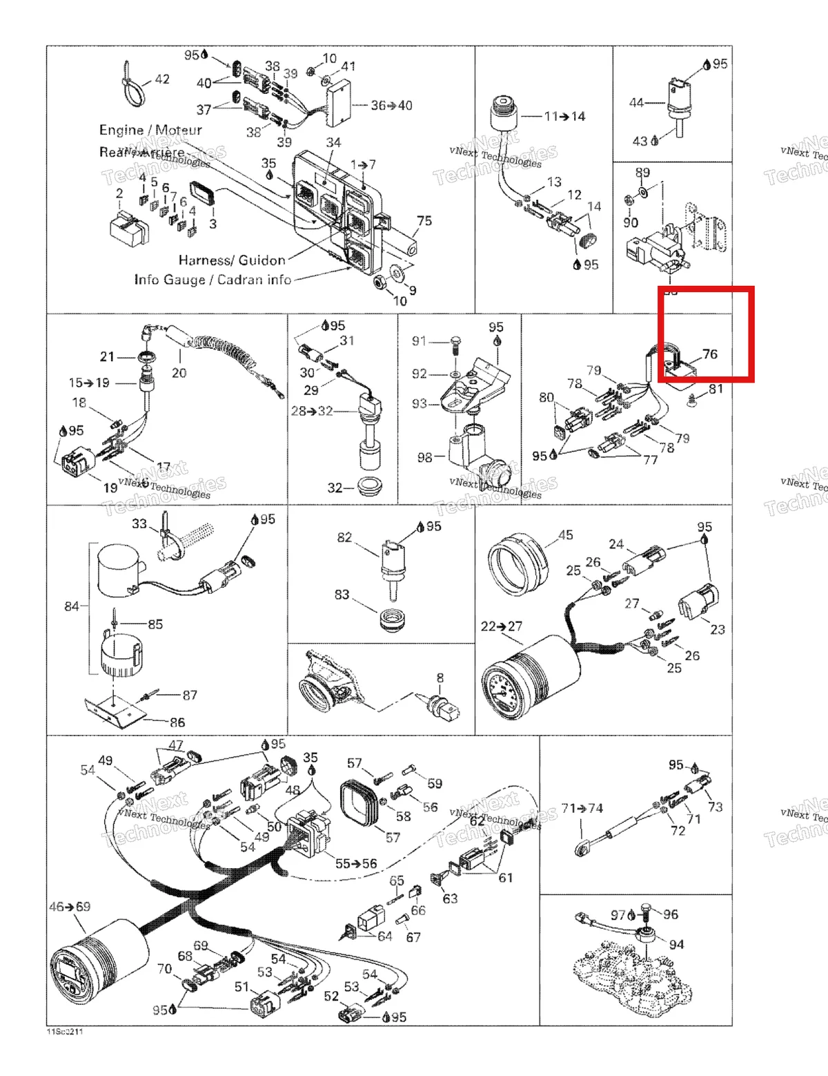 Деталь 278001747 на схеме узла 2003 Sea-Doo LRV DI, 5771 Electronic Module And Electrical Accessories