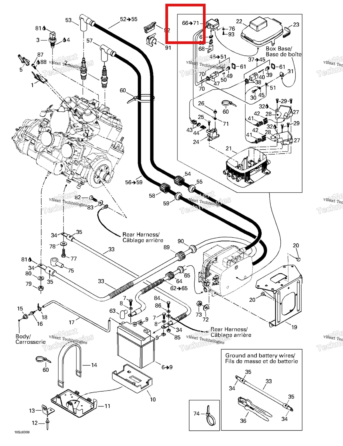 Деталь 278001784 на схеме узла 2003 Sea-Doo RX DI, 6122/6123 Rear Electrical Box
