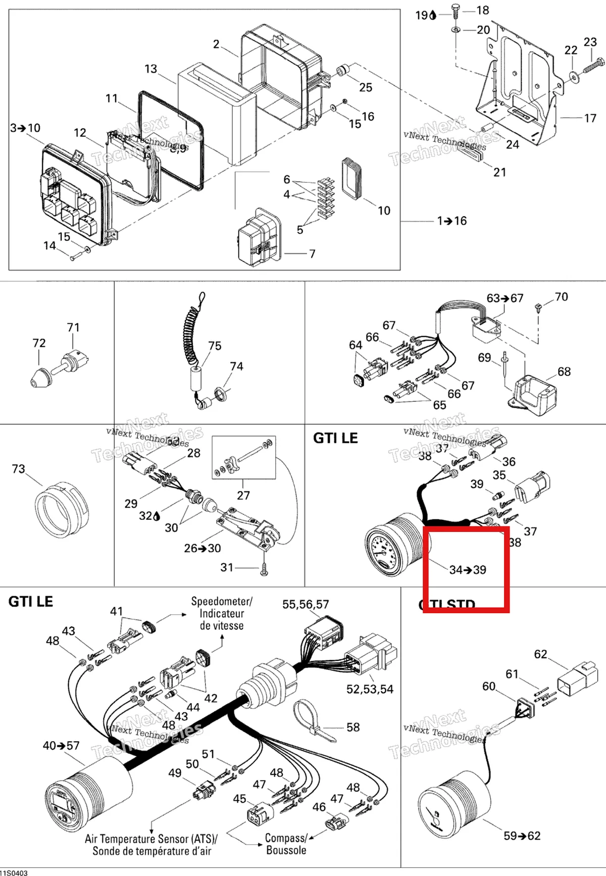 Деталь 278001822 на схеме узла 2004 Sea-Doo GTI LE RFI Electrical Accessories