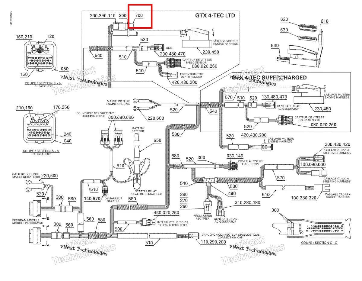 Деталь 278001892 на схеме узла 2003 Sea-Doo GTX 4-TEC, LTD Supercharged Wiring Harness