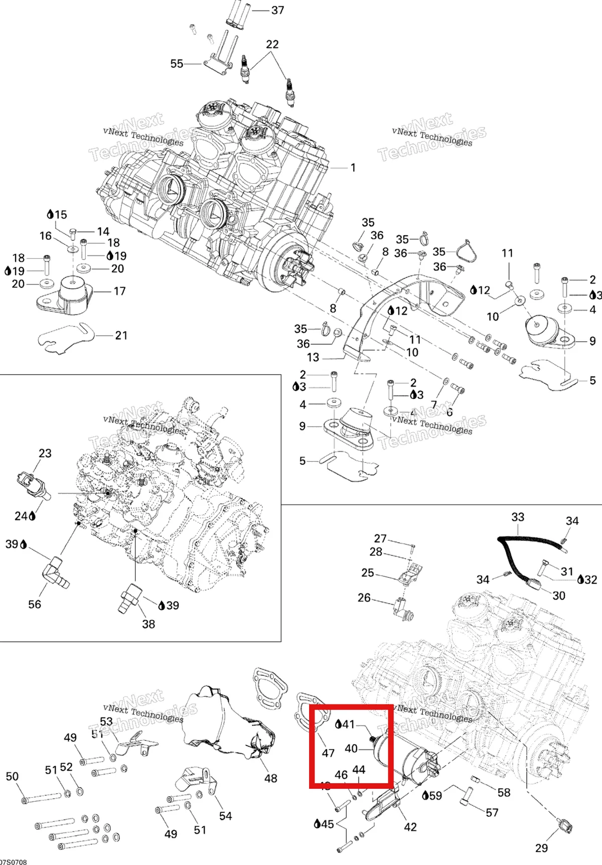 Деталь 278001937 на схеме узла 2007 Sea-Doo 3D 947 DI Engine