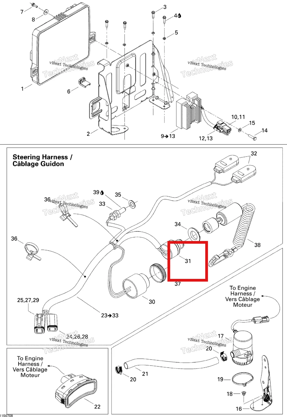 Деталь 278001944 на схеме узла 2007 Sea-Doo 3D 947 DI Electrical Accessories