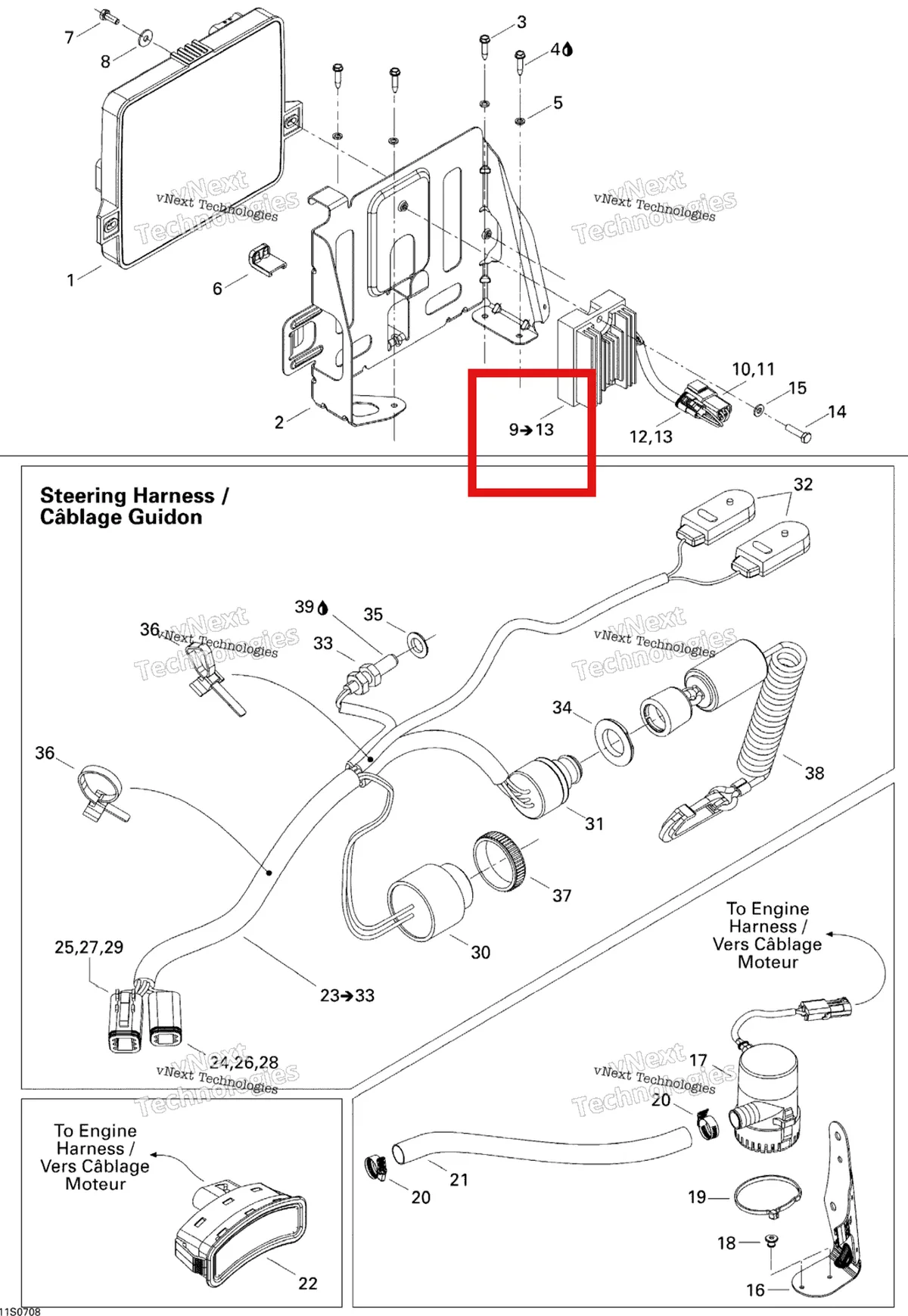 Деталь 278001969 на схеме узла 2007 Sea-Doo 3D 947 DI Electrical Accessories