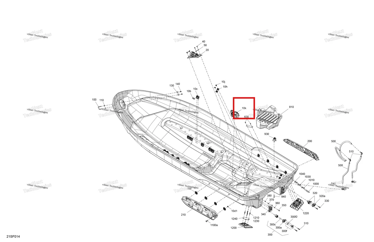 Деталь 278001994 (Depth датчик основание Sea-Doo GTX (2016) (278001994)) на схеме узла 2026 Sea-Doo GTX - 325 - LIMITED - 26TC - Hybrid White Peal - Audio Body - Hull