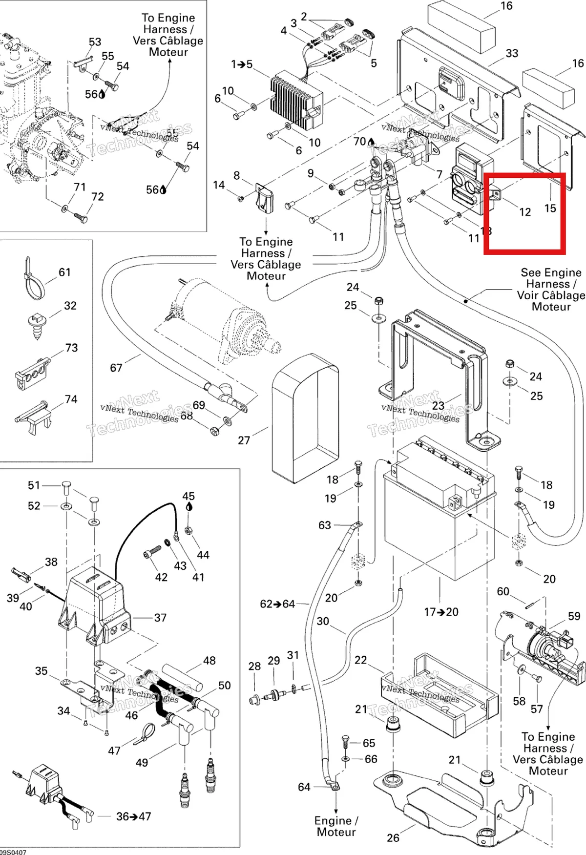 Деталь 278002038 на схеме узла 2004 Sea-Doo 3D RFI Electrical System