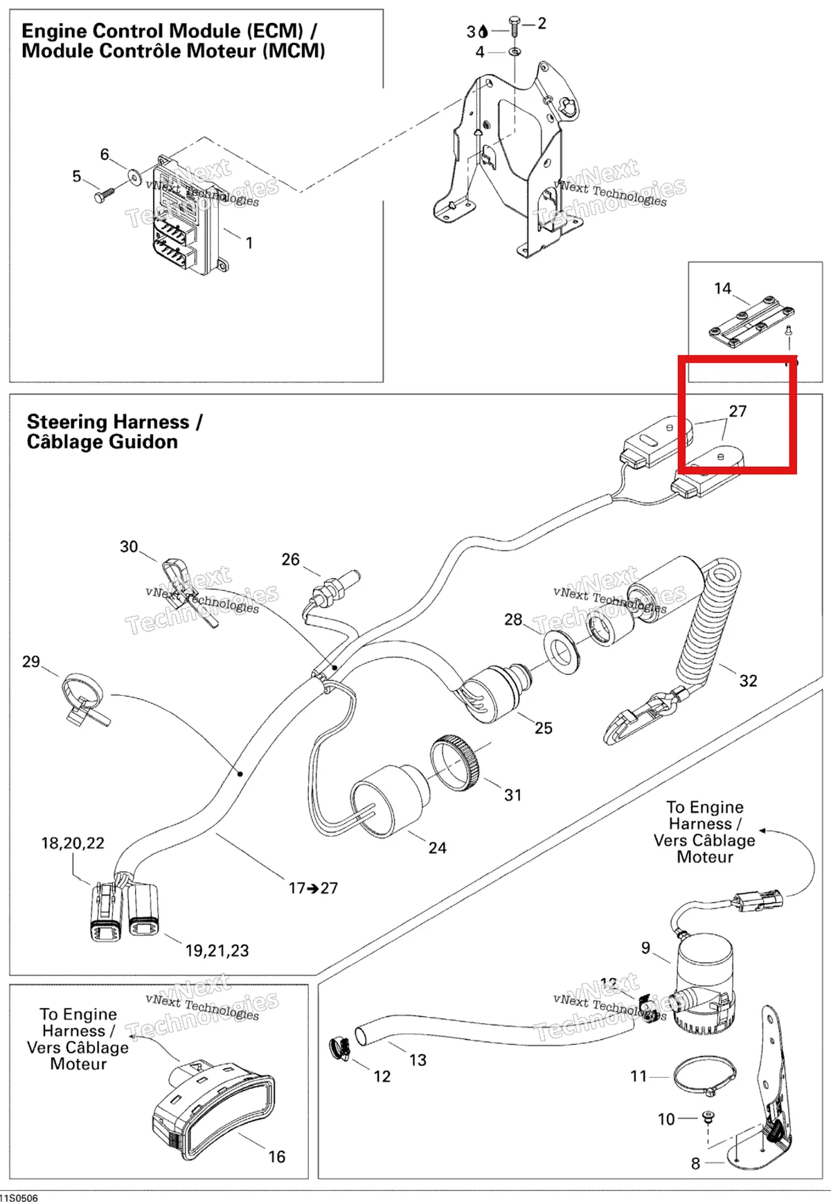 Деталь 278002057 на схеме узла 2005 Sea-Doo 3D RFI Electrical Accessories