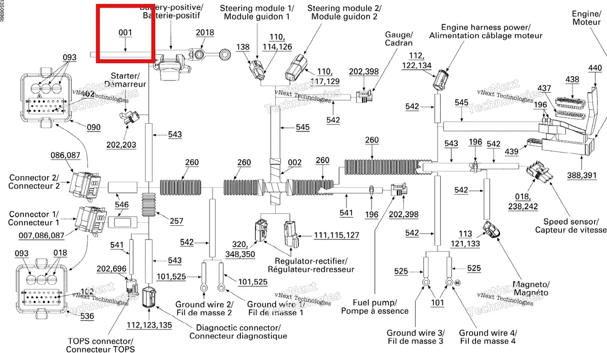 Деталь 278002069 на схеме узла 2006 Sea-Doo GTI Rental Electrical Harness Main Harness