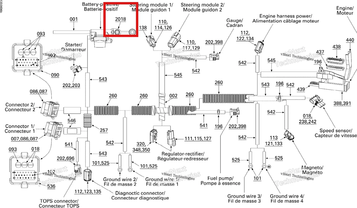 Деталь 278002137 на схеме узла 2006 Sea-Doo GTI Rental Electrical Harness Main Harness