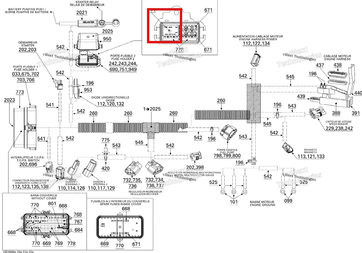 Деталь 278002163 на схеме узла 2010 Sea-Doo GTI 130 and Rental Electrical Harness 1