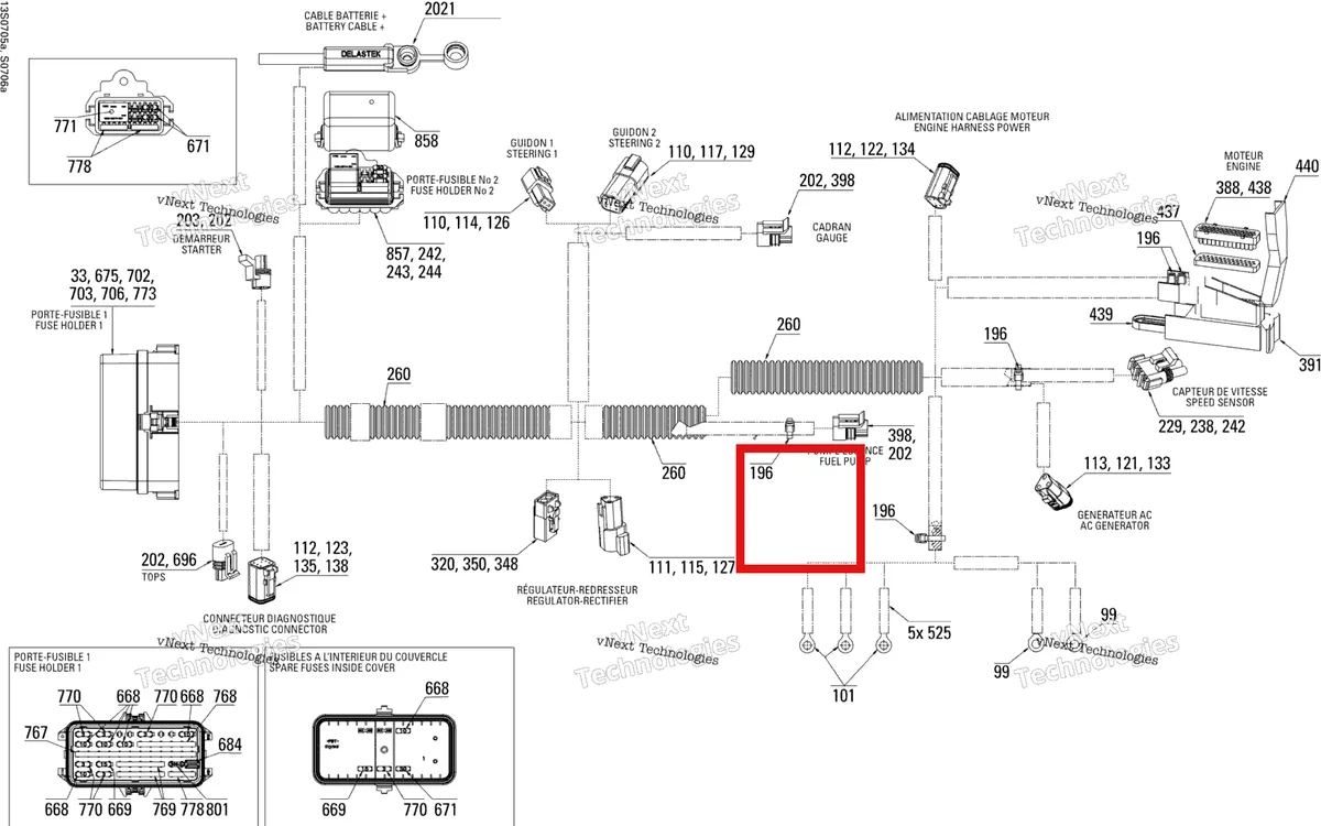 Деталь 278002190 на схеме узла 2007 Sea-Doo GTI 4-TEC RENTAL Electrical Harness 1