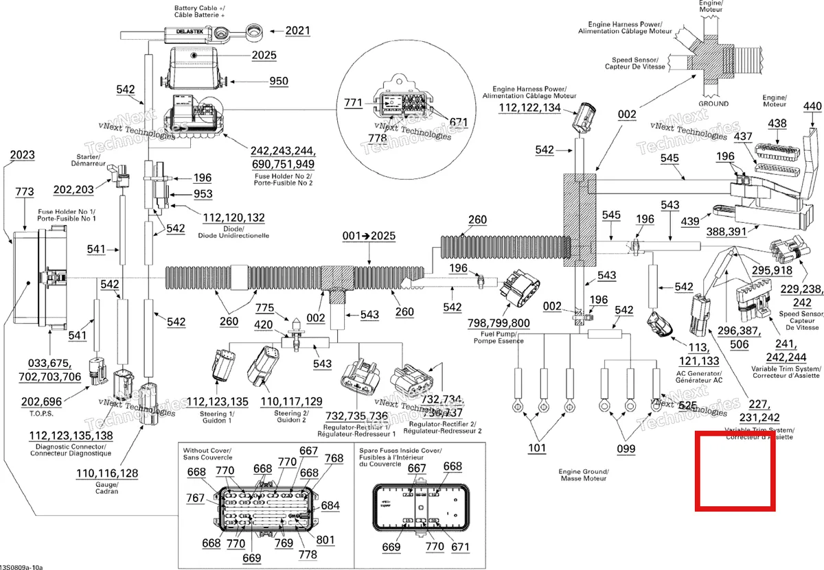 Деталь 278002268 на схеме узла 2008 Sea-Doo RXP 155 Electrical Harness 1
