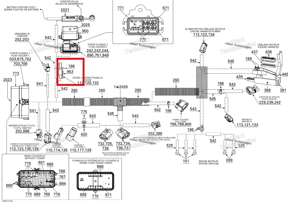 Деталь 278002306 на схеме узла 2011 Sea-Doo GTS Pro 130 Electrical Harness 1