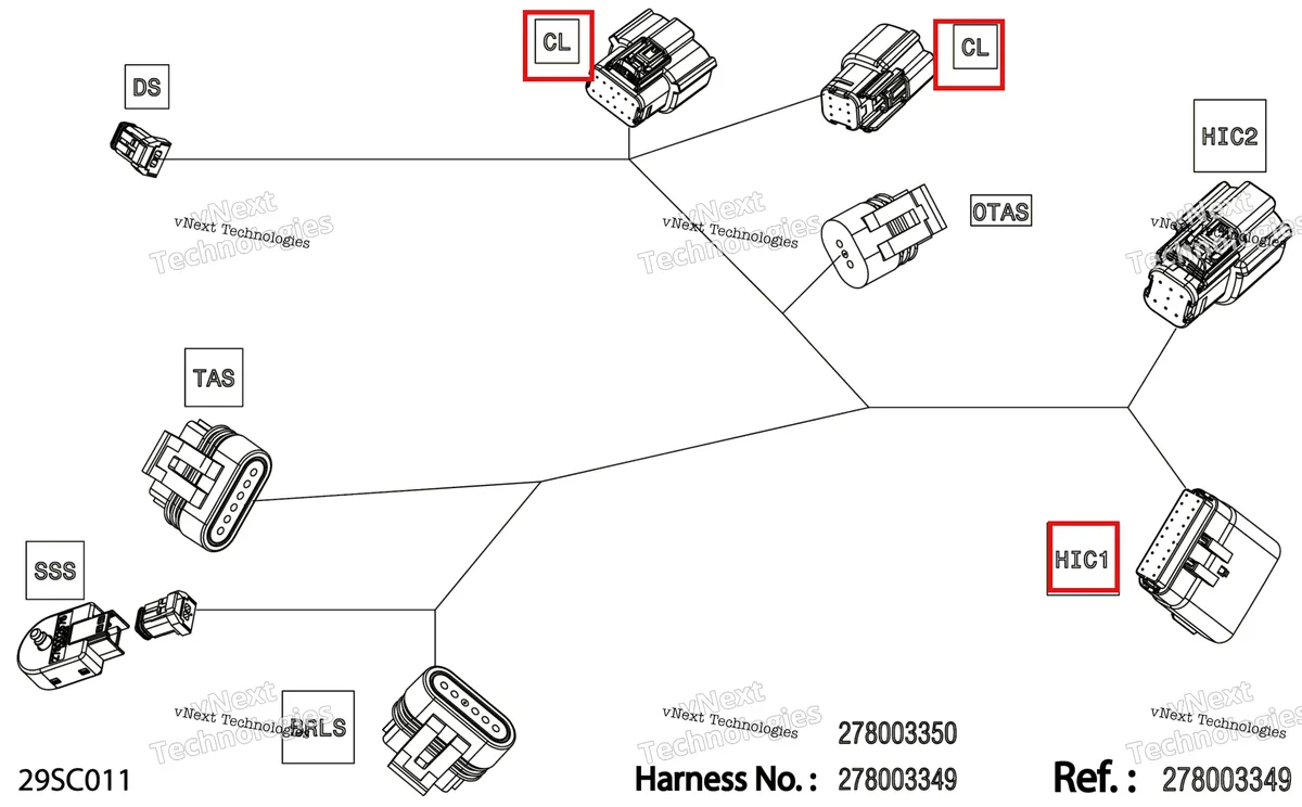 Деталь 278002457 на схеме узла 2023 Sea-Doo SPARK 60, 2022 Electric - Steering Wiring Harness - 278003349